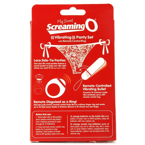 My Secret Screaming O Vibrating Panty Set - Red - Each