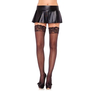Stay Up Spandex Diamond Dot Sheer Thigh Highs One Size Black