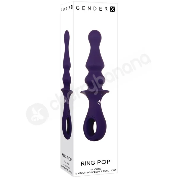 Gender X Ring Pop Blue Vibrating Ring Handled Plug Vibrator