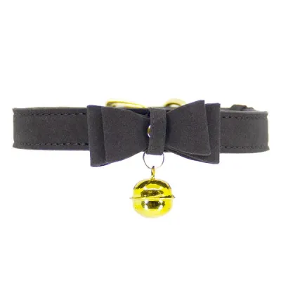 Love In Leather Bow Collar with Cat Bell