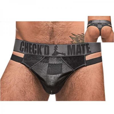 Male Power Check Mate Cutout Thong Black S m