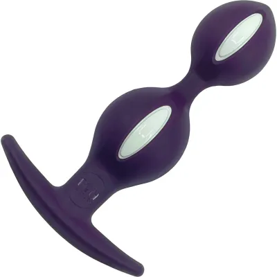 Fun Factory B Ball Duo Silicone Weighted Butt Plug Dark Violet White