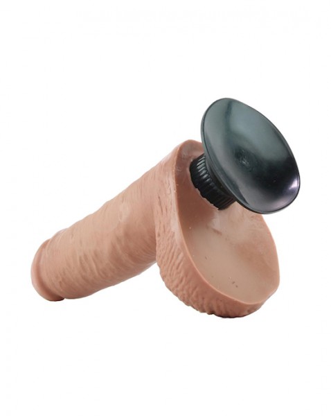 King Cock  8 Inch Vibrating Dildo With Balls - Tan