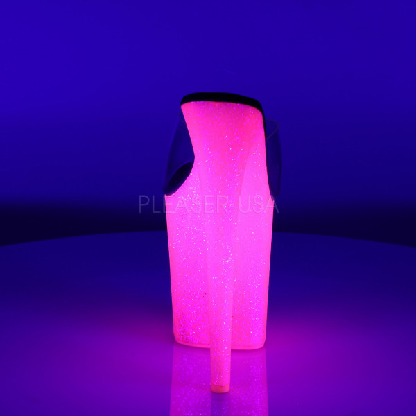 8 inches Heel, 4 inches PF Slide Featuring Neon UV Reactive PF Bottom