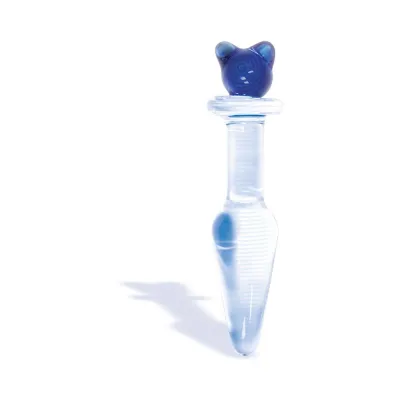 First Glass Kitty Love Glass Butt Plug Blue