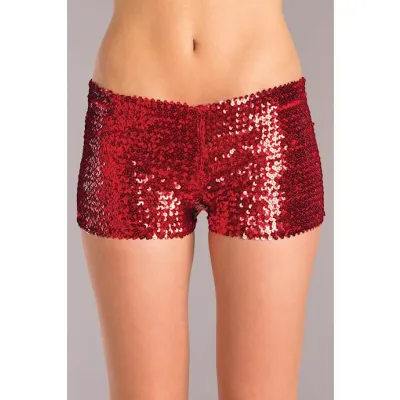 Sequin Booty Shorts Red Medium