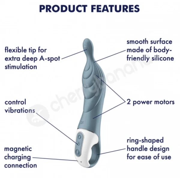 Satisfyer A-mazing 2 Grey Silicone Ribbed A-Spot Stimulation Vibrator