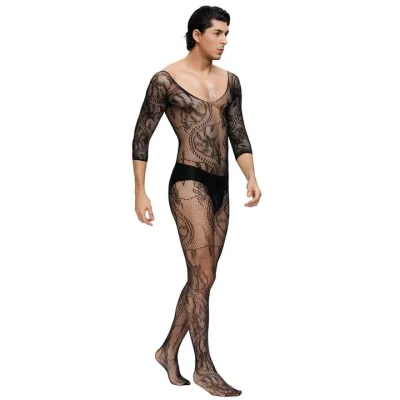 Bondara Man Black Fishnet Crotchless Bodystocking
