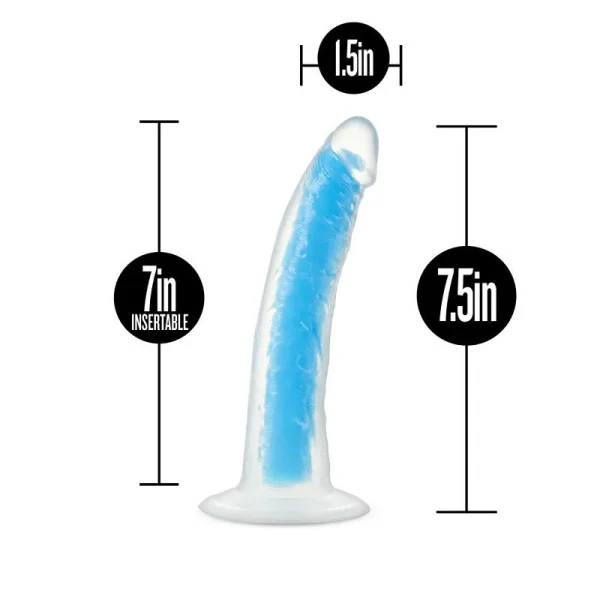 Neo Elite Glow In The Dark 7.5in Dual Density Cock Neon Blue