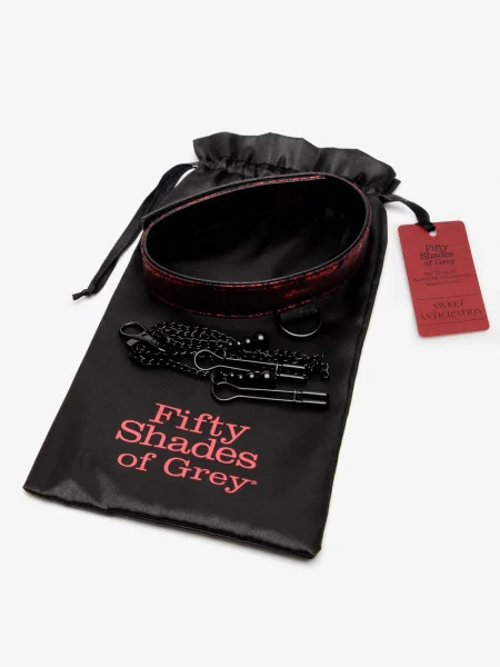 Fifty Shades of Grey Sweet Anticipation Reversible Faux Leather Collar Nipple Cl
