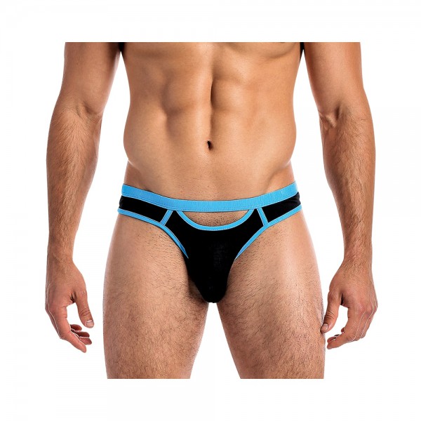 Male Power Cutting Edge Cutout Thong Turquoise/black L/xl
