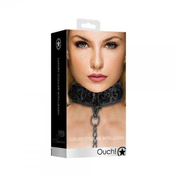 Luxury Collar With Leash - Black