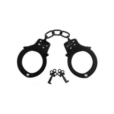 Handcuffs Black Coated Steel Single Lock Black