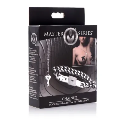 Chained Locking Bracelet and Key Necklace