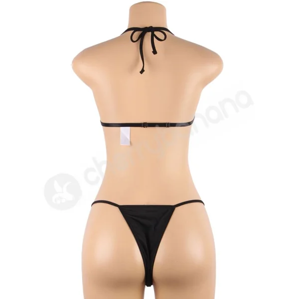 Cherry Banana Black Sexy Bow Underwire Bra & Panty Lingerie Set