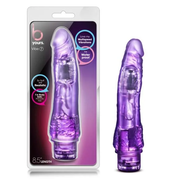 B Yours Vibe 7 Purple Realistic Vibrating Dildo — image 7 of 8