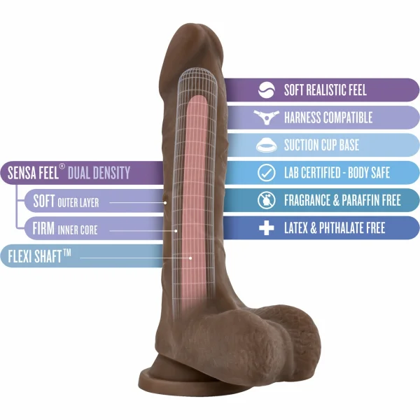 Au Naturel Mr. Perfect Sensa Feel Dual Density Dildo By Blush - Chocolate