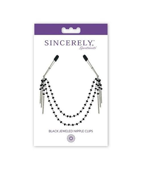 Midnight black jeweled nipple clips