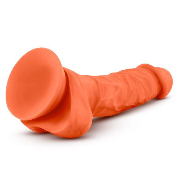 Neo Elite 7.5in Silicone Dual Density Cock with Balls Neon Orange — image 5 of 6