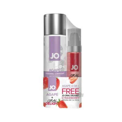 Jo Agape Water based Lubricant 4 Oz And Oral Delight Strawberry Arousal Gel 1 Oz