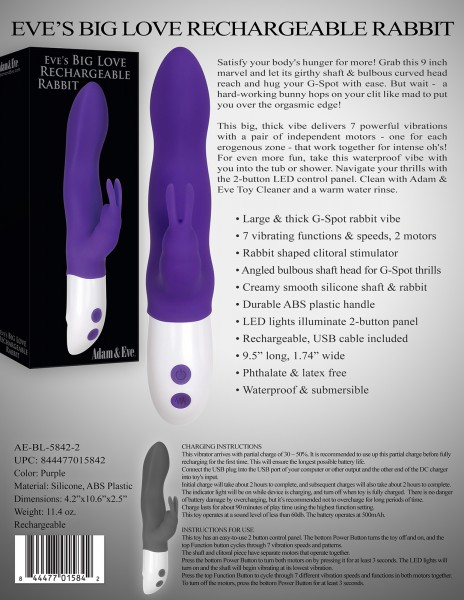 Adam and Eve Big Love 9.5" Rabbit Vibrator