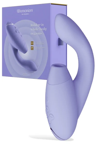 Womanizer Duo 2 - 8" Rabbit Vibrator with Pleasure Air Clitoral Suction, Afterglow & Smart Silence