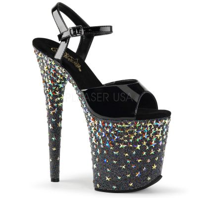 8 inches Heel 4 inches PF Ankel Strap Sandal w Holo Stars