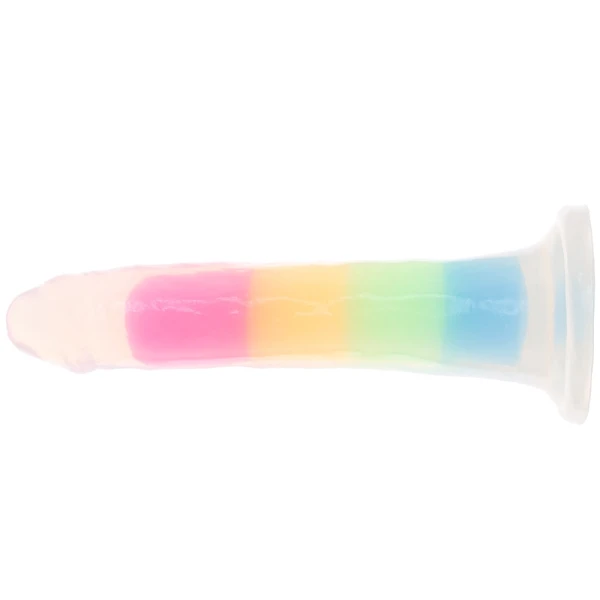 Lollicock Glow In The Dark 8" Silicone Suction Cup Dildo - Rainbow