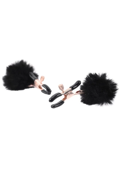 Sex & Mischief Puff Nipple Clamps By Sportsheets - Black & Rose Gold