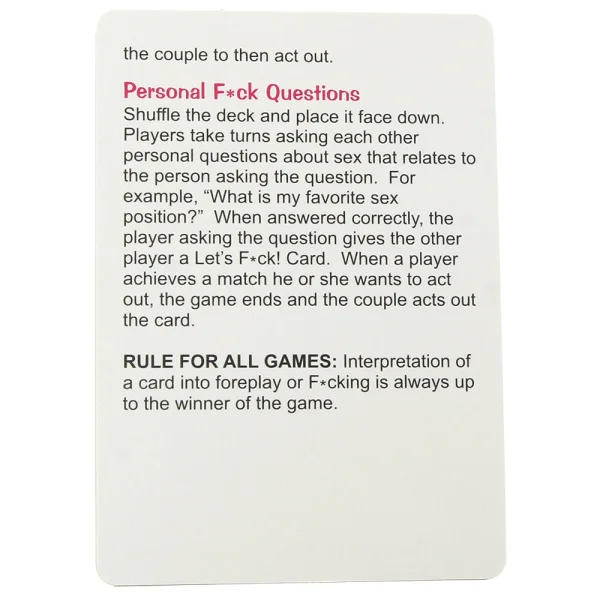 Let's F*ck Card Game