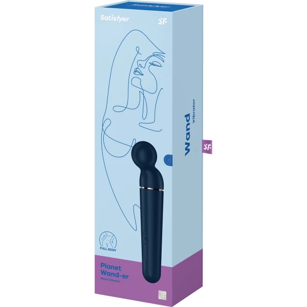 Satisfyer Planet Wand-er Silicone Rechargeable Waterproof Wand Style Vibrator - Blue