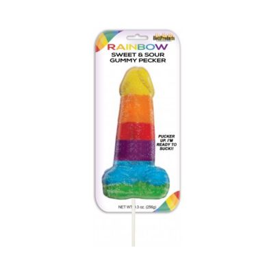 Sweet Sour Jumbo Rainbow Gummy Cock Pop