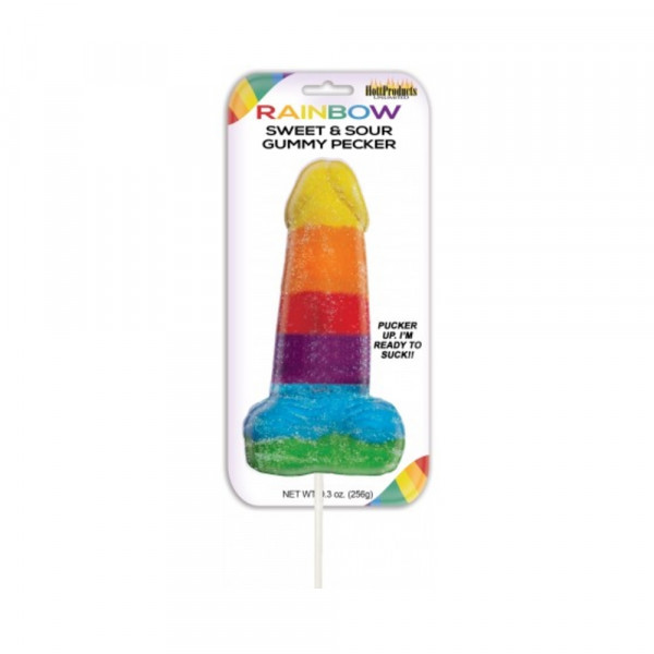Sweet & Sour Jumbo Rainbow Gummy Cock Pop