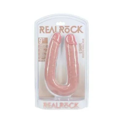Couples Dildos Realrock 9 In U shaped Double Dildo Beige