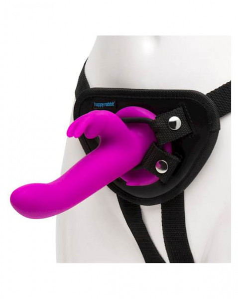 Happy Rabbit Vibrating Strap On Harness Set Purple