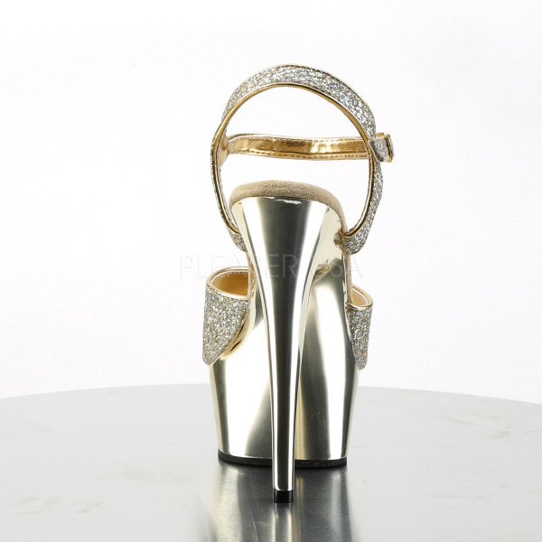 DELIGHT-609G - 6" Heel, 1 3/4" Gold Chrome PF Ankle Strap Sandal — image 4 of 4