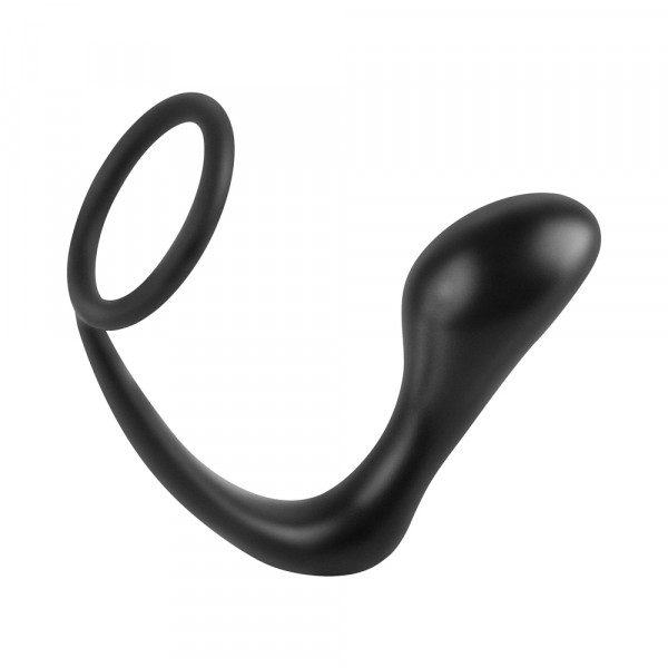 Ass-Gasm Silicone Cockring Plug - Black — image 4 of 12