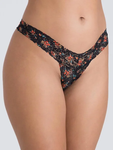Lovehoney Black and Red Floral Lace Thong Set (3 Pack)