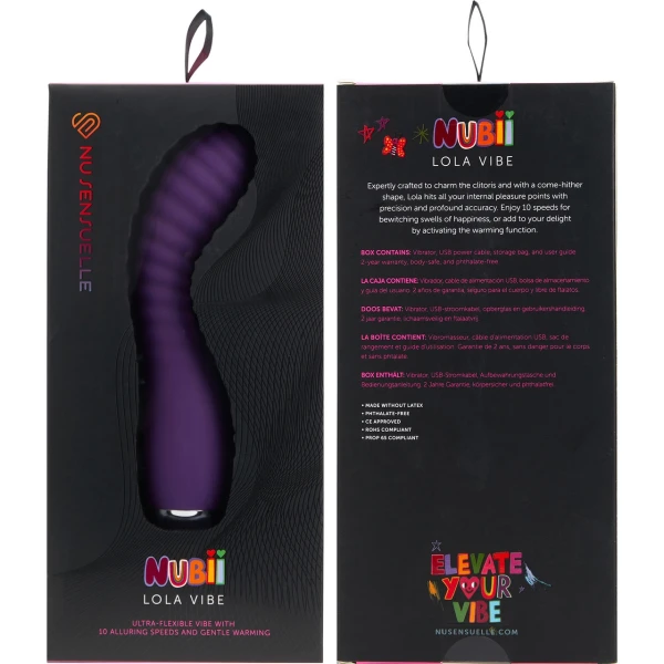 Nubii Lola Rechargeable Waterproof Silicone Warming G-Spot Vibrator By Nu Sensuelle - Purple