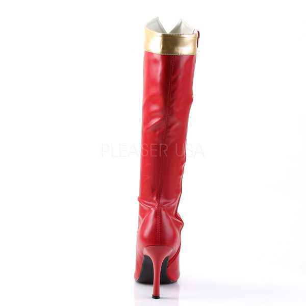WONDER-130 - 3 3/4" Heel Super Hero Boot, Wonder Woman Red and Gold Boot
