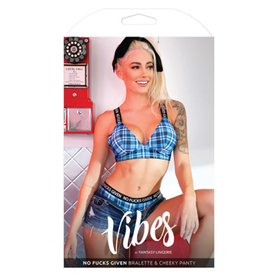 Vibes No Fuck Given Bralette Cheeky Panty Monday Blue