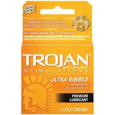 Trojan Stimulations Ultra Ribbed Lubricated Condoms 3 Pack