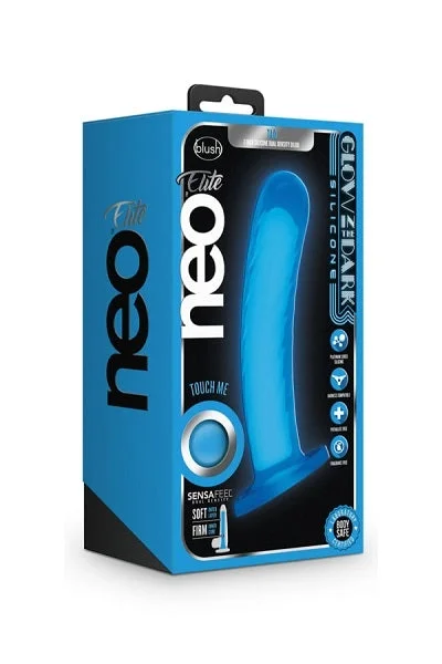 Blush Neo Blue Elite Glow in the Dark 7" Silicone Dual Density Dildo