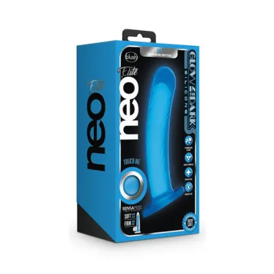 Blush Neo Blue Elite Glow in the Dark 7 Silicone Dual Density Dildo