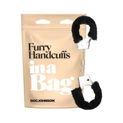 Restraints In A Bag Furry Handcuffs Black