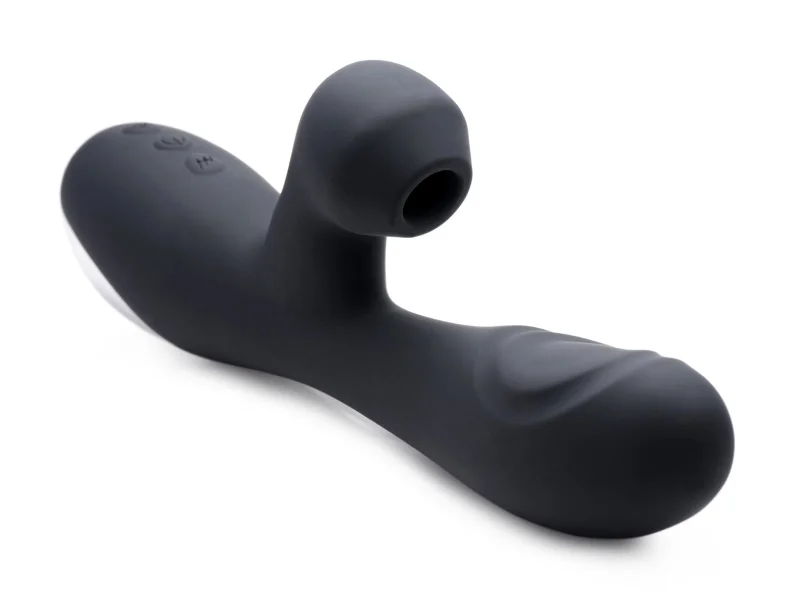 Shegasm 5 Star 10x Silicone Suction & Pulsing Rabbit - Black