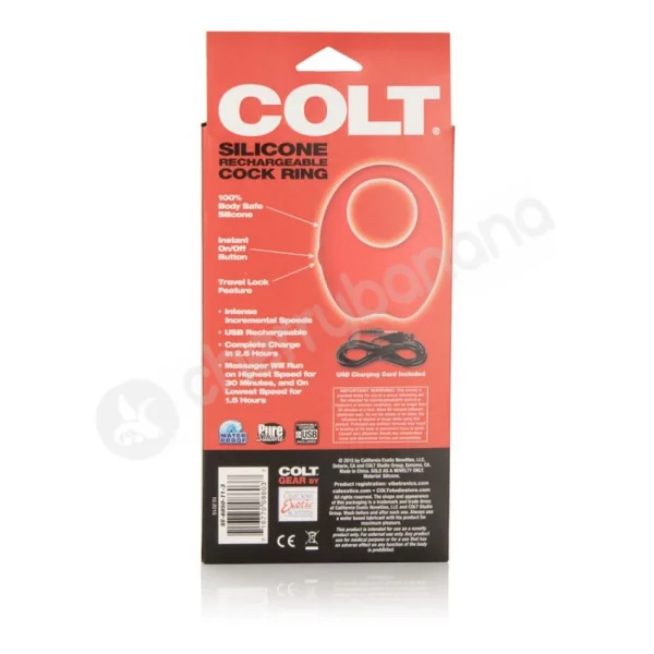 Colt Silicone Red Rechargeable Cock Ring
