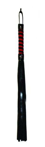 Sex & Mischief Faux Leather Red & Black Strips Flogger