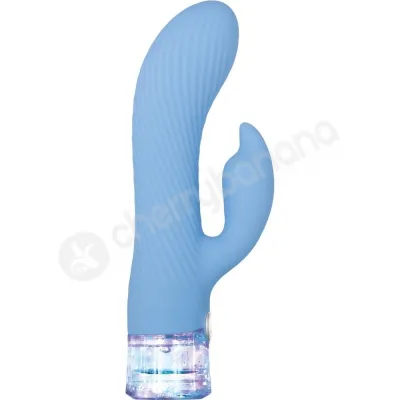 Evolved Glitteriffic Blue Rabbit Vibrator With Swirling Groove Shaft Glitter Base