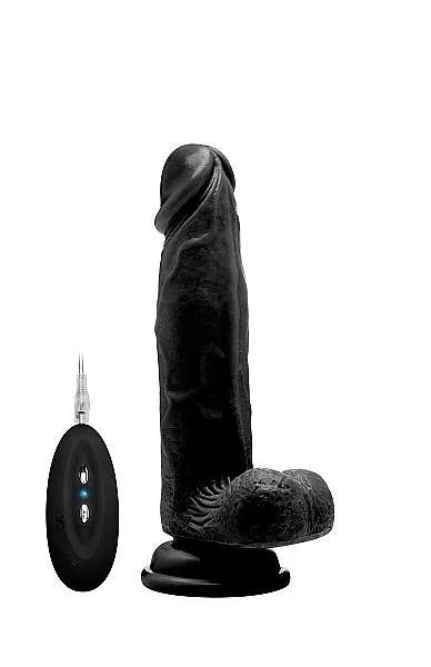 Vibrating Realistic Cock - 8" - With Scrotum - Black